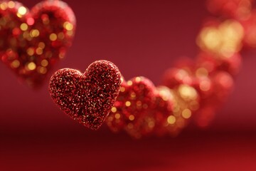 Hanging Red Hearts Create a Romantic Atmosphere for Celebrations and Special Occasions