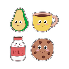 Cute kawaii food and drink sticker set