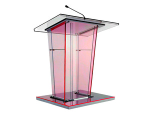 acrylic podium, also known as a lectern.