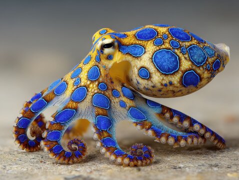 Vibrant Blue Ringed Octopus: A Stunning Cephalopod from Indonesia