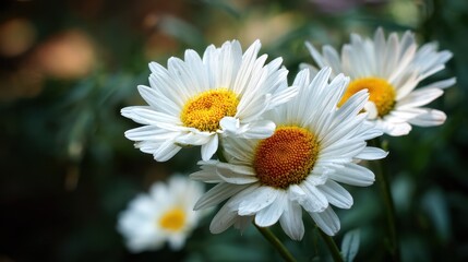 Obraz premium Vibrant Shasta Daisy: A Favored Hybrid of Wild Chrysanthemums in Polish Gardens