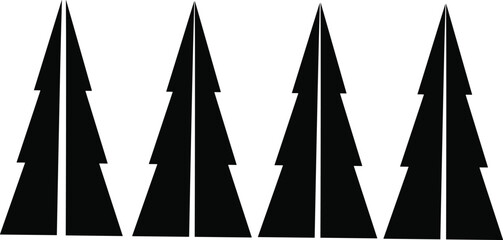 PrintBlack pine tree silhouette, evergreen forest icon, symmetrical tree pattern, nature graphic, vector illustration, minimal design, woodland element, isolated shape