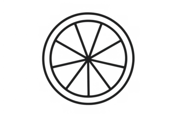 Citrus fruit slice outline drawing, depicting a simple lemon or orange segment, black line art on transparent background