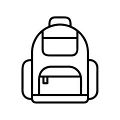 3d illustration of simple black and white line art icon of a backpack