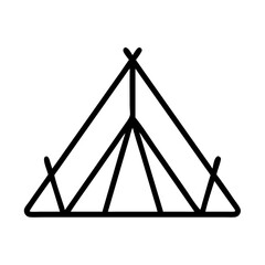 3d illustration of minimalist black line art of a teepeestyle tent