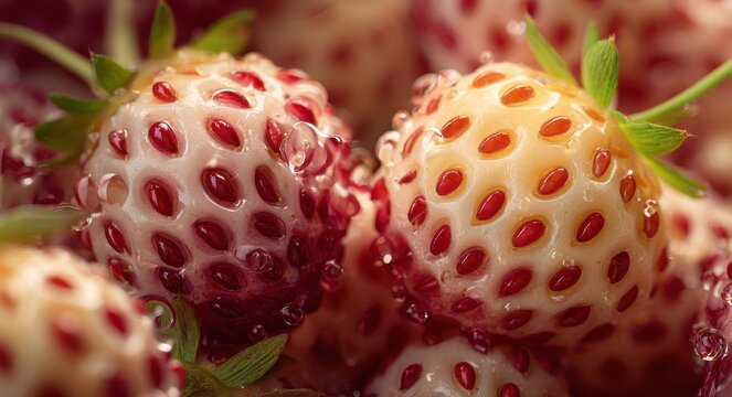 Vibrant Pineberry Background Showcasing Juicy Texture with Water Droplets - Captured in Hasselblad Quality and Enhanced with Pro Color Techniques