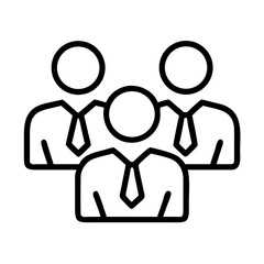 3d illustration of icon of three businessmen in suits and ties, representing a team, employees, or professionals in a corporate setting