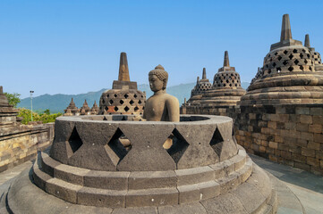The majestic Buddha statue from the opened Stupa of Borobudur Temple, Central Java, Indonesia.