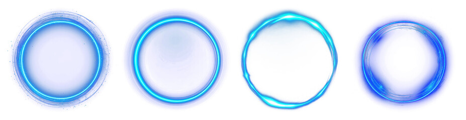 PNG Glowing blue circular light, element set on transparent background
