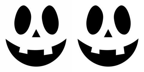 Black silhouette signs set. Spooky creepy pumpkins cut. Ilustración vectorial. Vector illustration
Set of creepy, scary emotions, emojis for Halloween. Halloween scary emotion for carving on pumpkins.