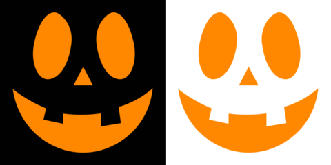 Evil faces Halloween png set. Spooky faces icons. Cutting stencils and templates for Halloween, stickers, printing and digital design. Vector set of scary pumpkin faces. Spooky creepy pumpkins cut.