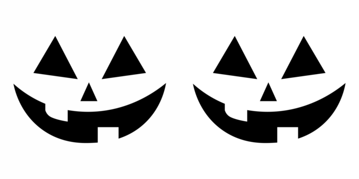 Set of creepy, scary emotions, emojis for Halloween. Ilustración vectorial. Conjunto de caras calabazas sobre fondo blanco - Símbolo principal de Halloween. Icons of frightening facial expressions.