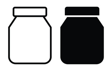 Simple Jar Outline Icon in Black and White for Minimalist Design Purposes