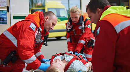 resuscitation team at an accident