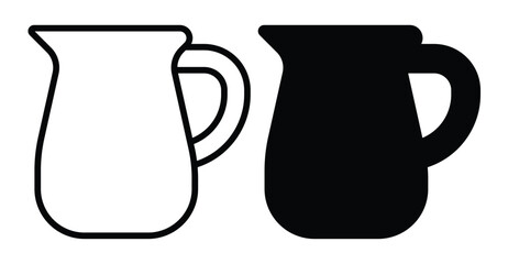 Minimalist Milk Jug Design with Outline and Solid Color Versions