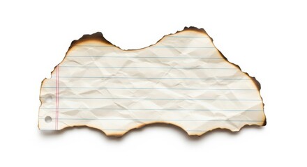Burnt lined paper fragment isolated on transparent background