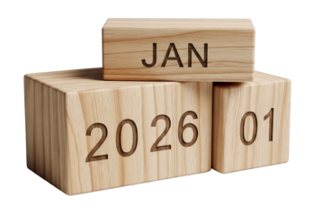New Year Day January First 2026 Date Wooden Calendar Block