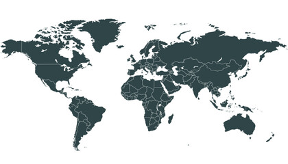 World map. Black modern vector map. Silhouette map.
