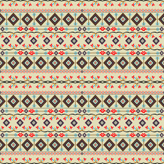 Decorative pattern with diamonds, arrows, and floral elements art