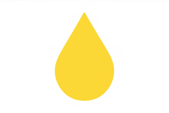 Yellow drop icon on a transparent background, symbolizing oil, liquid, fuel, wellness, or natural products