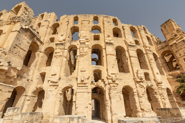 Amphitheatre of El Jem, oval amphitheatre in the modern day city of El Djem, Tunisia.