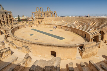 Amphitheatre of El Jem, oval amphitheatre in the modern day city of El Djem, Tunisia.