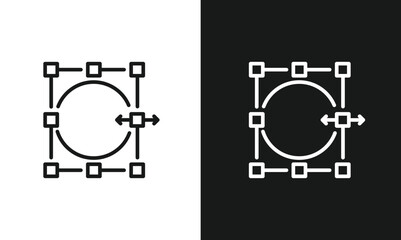 Vector Scaling Transformation Outline Icon A simple line art icon showing a vector shape (circle) within a bounding box, with an arrow indicating scaling or resizing.