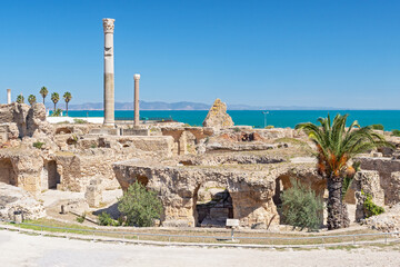 The Baths of Antoninus or Baths of Carthage, the largest set of Roman thermae built on the African continent and one of three largest built in the Roman Empire, Tunisia.