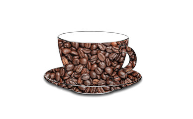 natural freshly roasted coffee beans in a coffee cup