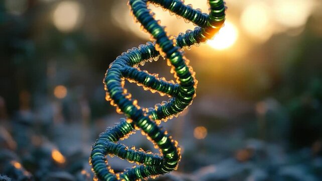 Close-up shot of a double strand of DNA molecule