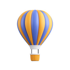 Colorful Hot Air Balloon in Bright Blue and Orange Design. isolated on transparent background.