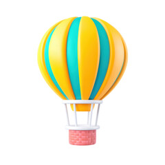Obraz premium Colorful Hot Air Balloon with Bright Stripes and Patterns. isolated on transparent background.