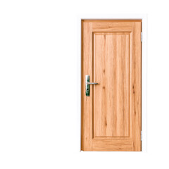 Obraz premium Modern Wooden Door with Handle Against Plain Background. isolated on transparent background.