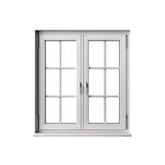 Obraz premium Modern White Window with Grids and Elegant Hardware Design. isolated on transparent background.