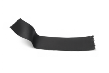 Black adhesive tape strip on a transparent background for graphic elements and sticky concepts