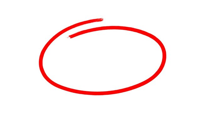 hand-drawn stop motion red circle brush stroke highlight marker for presentation, Hand Drawn Oval Highlight Effect, 4k circle animation with alpha channel