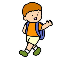 手を振って帰る茶髪の男の子