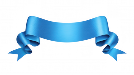Blue satin ribbon banner isolated on transparent background
