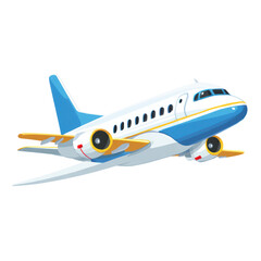 Airplane in Flight Above the Clouds and Clear Sky. isolated on transparent background.