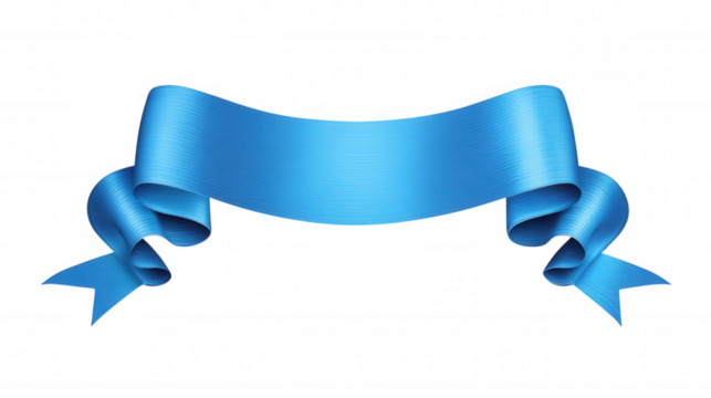 Blue satin ribbon banner isolated on transparent background - Powered by Adobe