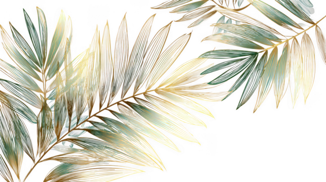 Close up of delicate fern fronds with intricate patterns isolated on transparent background