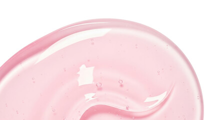 pastel pink glossy gel texture, macro close-up, smooth curved surface, transparent skincare serum or mask concept, soft reflections, photorealistic clean design, bright white background