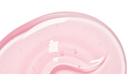 pastel pink glossy gel texture, macro close-up, smooth curved surface, transparent skincare serum or mask concept, soft reflections, photorealistic clean design, bright white background