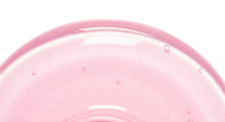 pastel pink glossy gel texture, macro close-up, smooth curved surface, transparent skincare serum or mask concept, soft reflections, photorealistic clean design, bright white background