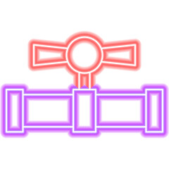 Pipe With Tap Neon Sign. Illustration of Bright Plumber Object in Glowing Style. Plumbing Service Led Lamp Icon over Transparent Background. 