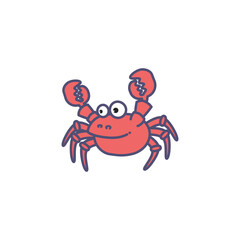 cute red crab illustration on white background