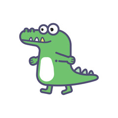 cute cartoon crocodile smiling illustration