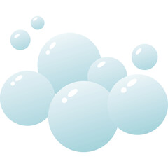 Cluster of translucent light blue spheres resembling soap bubbles floating against a clean white background ideal for visual effects and design projects
