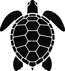 Obraz premium turtle vector illustration, A Graceful Black Sea Turtle Silhouette – Clean Minimal Flat Vector Illustration