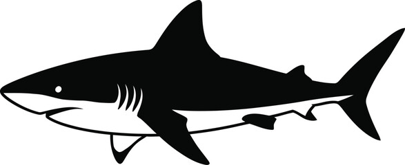 shark vector illustration, Sleek Black Shark Silhouette – Minimal Modern Flat Vector Illustration